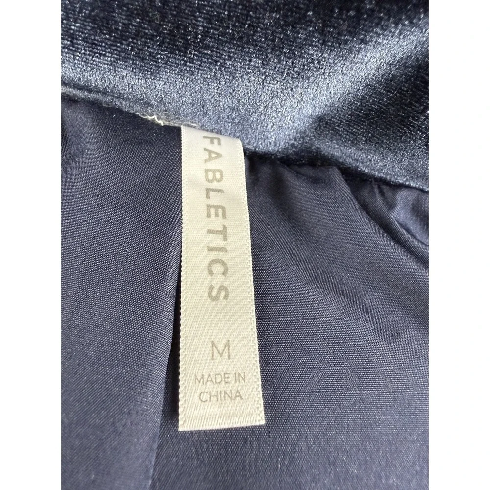 Fabletics Wander Velour Cropped Puffer Jacket Navy Blue Size M